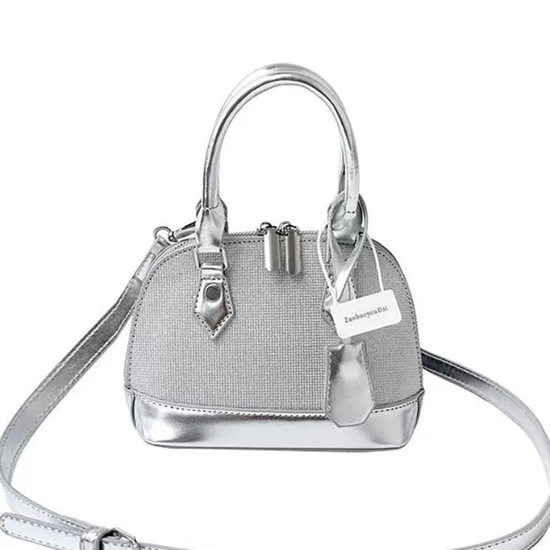 左杏银色包包单肩包斜挎包韩版手提2025新款时尚贝壳包通勤包包,淘宝优惠券,粉丝福利购,淘宝优惠卷