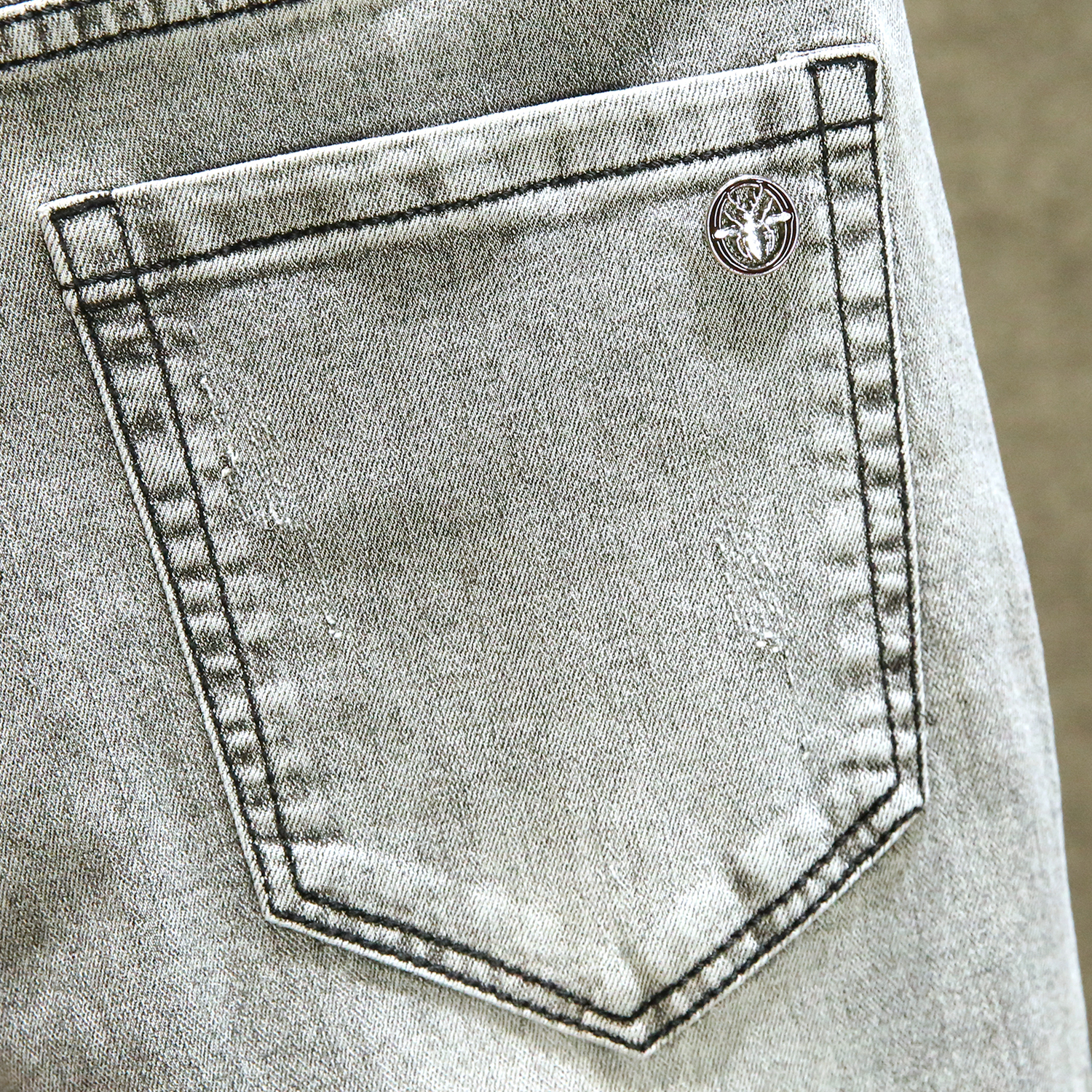 欧洲站高级灰色牛仔裤男款轻奢弹力修身小脚裤潮牌百搭显瘦长裤子 - 图2