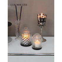 COLORHUNTER ATMOSPHERE SENSORING Candle Hood Vertical Textured Glass Candle Holder Fireplace Firelight Table Living Room Pendulum