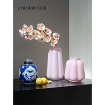 COLORHUNTER PINK BAOYU GLASS VASE FLOWER FLOWER FLOWER ARRANGEMENT Living room Xuanguan Side Cabinet Decorate New Chinese Pendulum