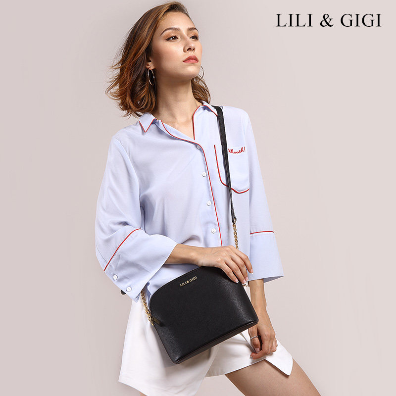 lili&gigi 2020新款女牛皮潮贝壳包 LILI GIGI企业店女士包袋