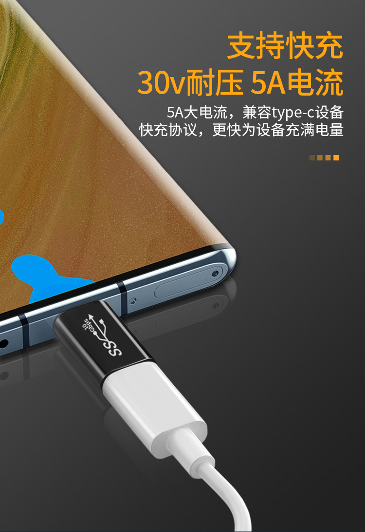 双头TYPE-C转接头90度USB3.1Gen2母对母加长转换器 母对公转弯头 - 图2