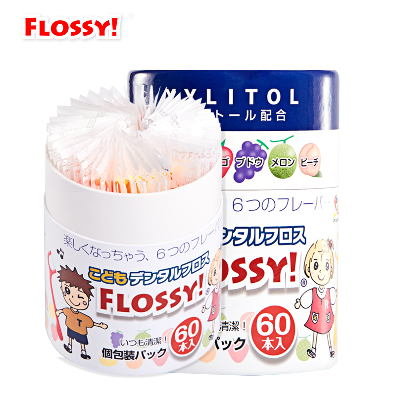 flossy儿童牙线宝宝专用便携牙线水果口味剔牙线超细儿童牙线棒