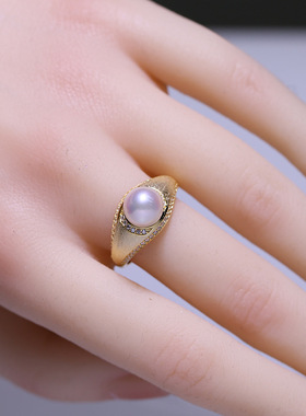 DIY配件S925纯银珍珠戒指空托