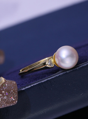 DIY配件 S925纯银珍珠戒指空托 轻奢时尚指环戒托指圈开口8-10mm