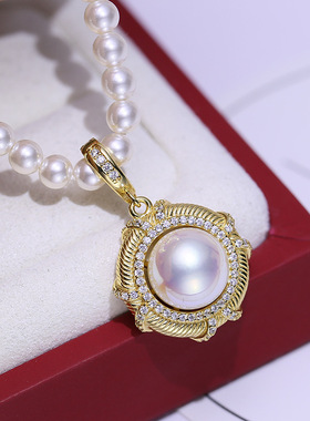 DIY配件S925纯银珍珠吊坠空托