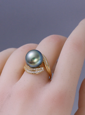 DIY配件S925纯银珍珠戒指空托