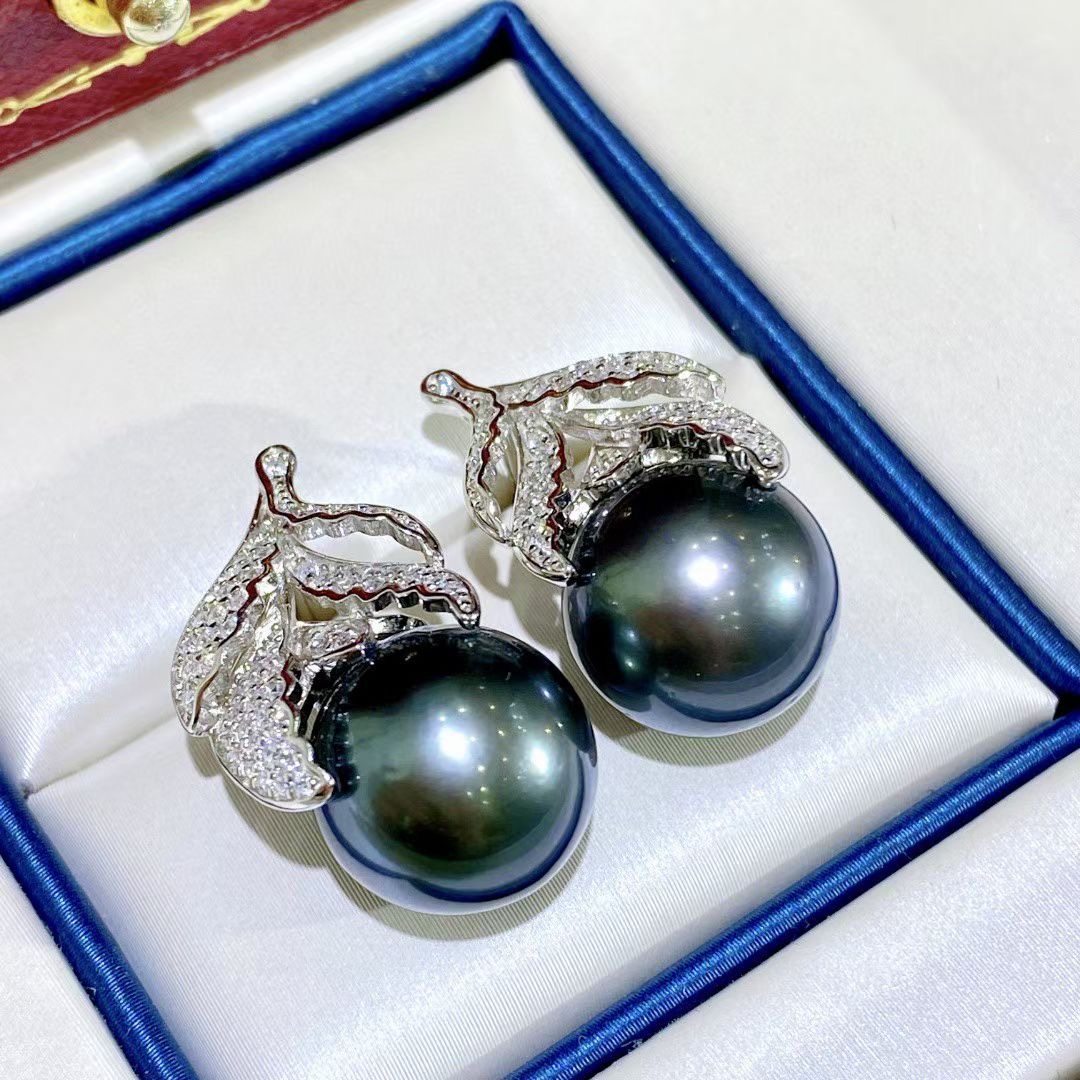 diy配件 S925纯银洋气精美珍珠耳钉耳环空托银饰 遮瑕款耳坠银托 - 图1