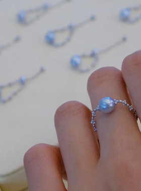 DIY配件S925纯银仙女链珍珠戒指