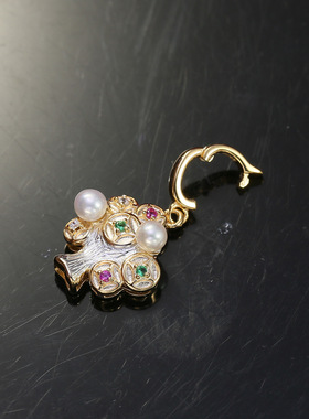 DIY配件S925纯银摇钱树造型珍珠