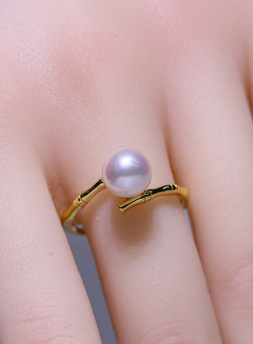 DIY配件S925纯银珍珠戒指配件空