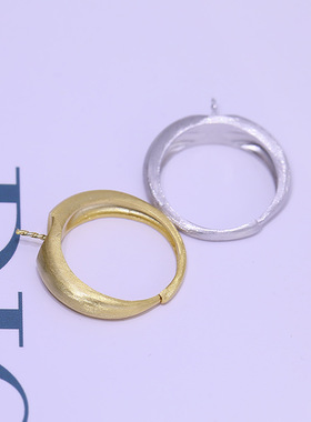 DIY配件S925纯银精工磨砂珍珠戒