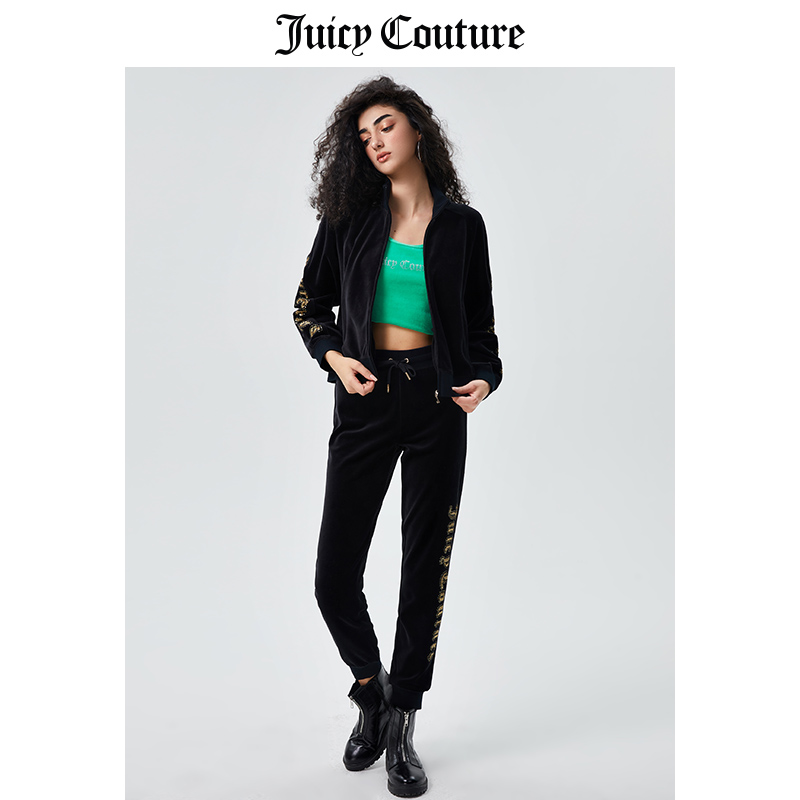 Juicy Couture橘滋外套女2023春夏新款运动潮流立领天鹅绒夹克女-图0