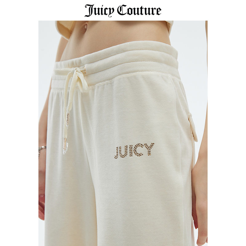 Juicy Couture橘滋休闲裤女夏季新款美式微喇直筒裤天鹅绒长裤女 - 图3