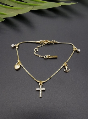 外贸饰品A5新款质感异形镶嵌宝石打标镀真金街拍小众百搭手链手镯