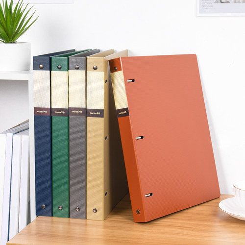 天色 三孔活页夹a4档案夹收纳册3孔打孔加厚文件夹快劳夹O型夹穿孔资料装订夹带插袋 可定制logo - 图0