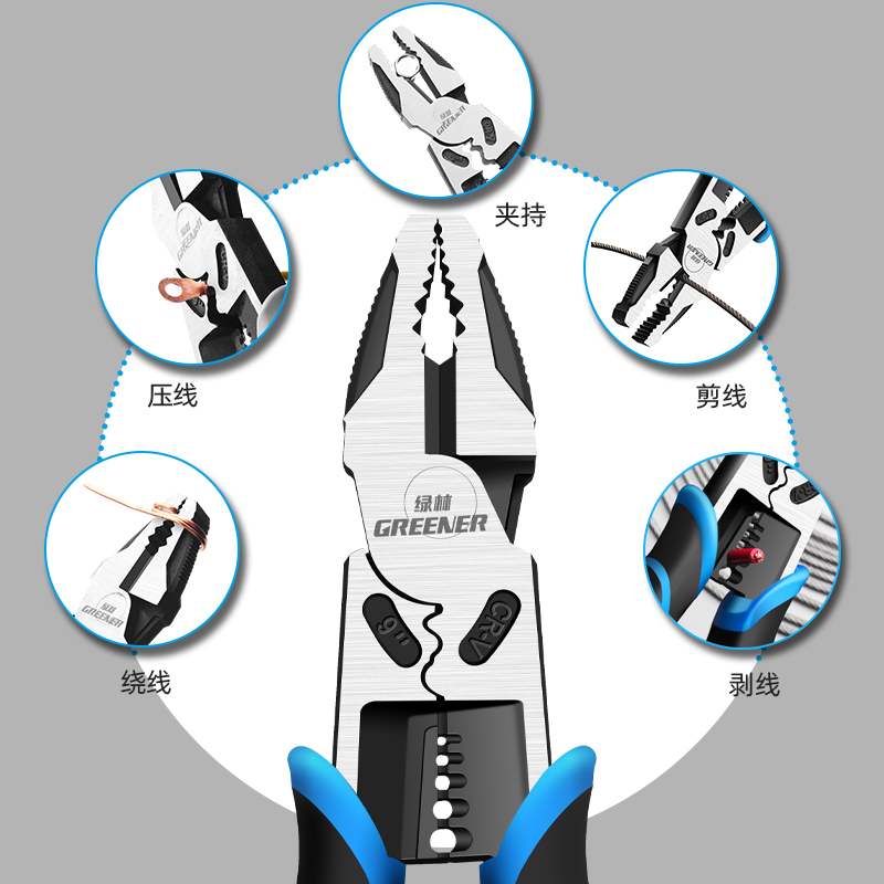 速发绿林老虎钳多功能万用钢丝钳工业级电工钳子德国进口五金专用 - 图2
