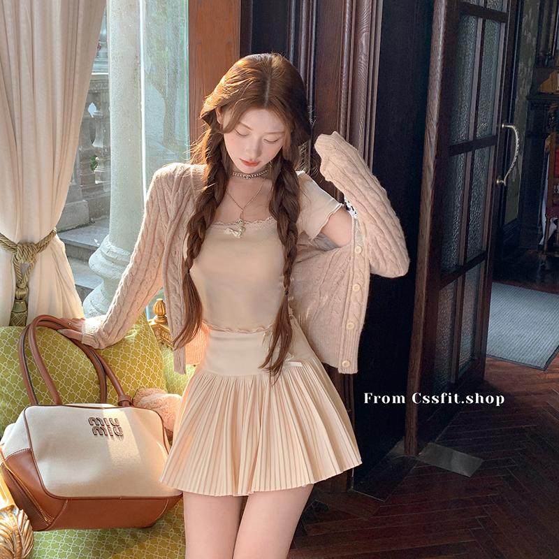 迟伞伞 情窦初开 初恋感bm麻花开衫上衣蕾丝边tee短裙套装秋,淘宝优惠券,粉丝福利购,淘宝优惠卷