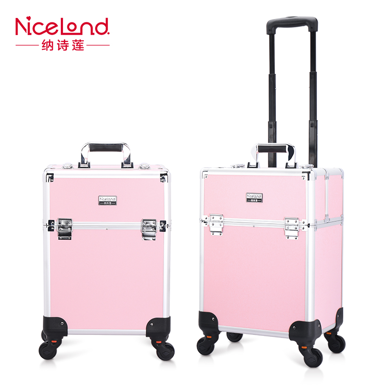 niceland纳诗莲旗舰店NICELAND/纳诗莲大容量拉杆专业化妆箱跟妆师美甲纹绣箱子工具箱0