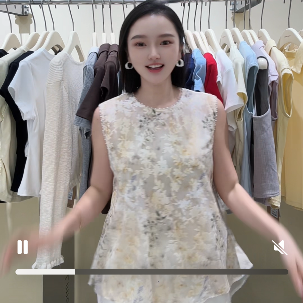 MISS RUILI 定制 2025夏季百搭宽松显瘦圆领无袖上衣F0914 - 图0