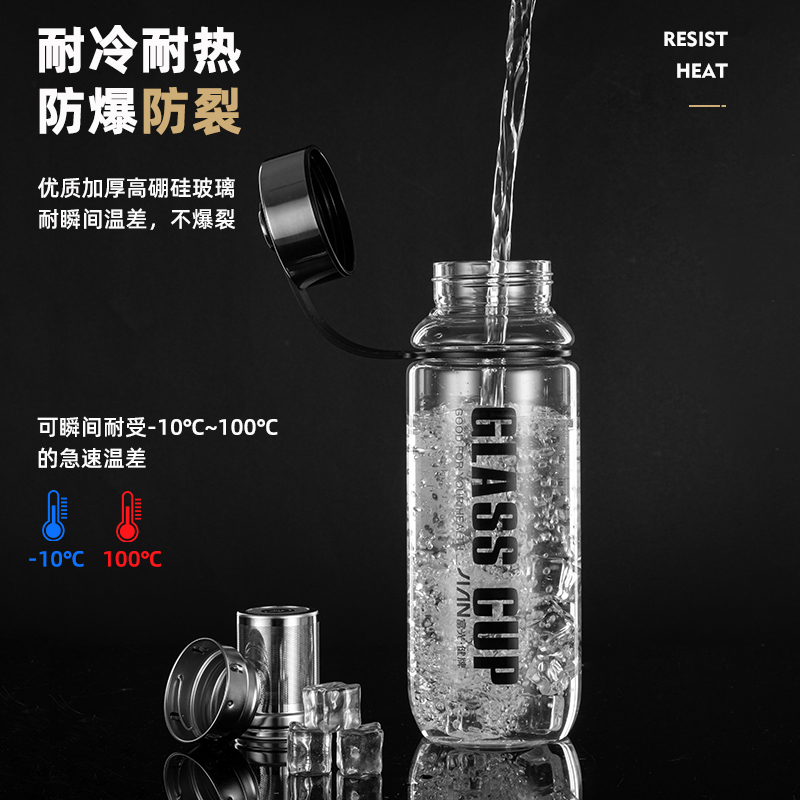 富光水杯大容量玻璃杯男耐热大号户外便携茶水分离泡茶杯子1000ml-图2