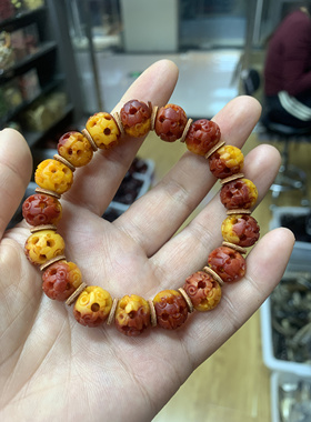 藏式牦牛骨玉化料路路通佛珠手链男女手串手工雕刻个性文玩饰品