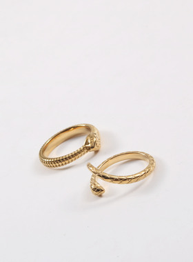 本命年蛇年中国风钛钢镀金小蛇戒指指环百搭中指食指新年饰品个性