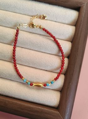 天然手链女红色百搭新年礼物