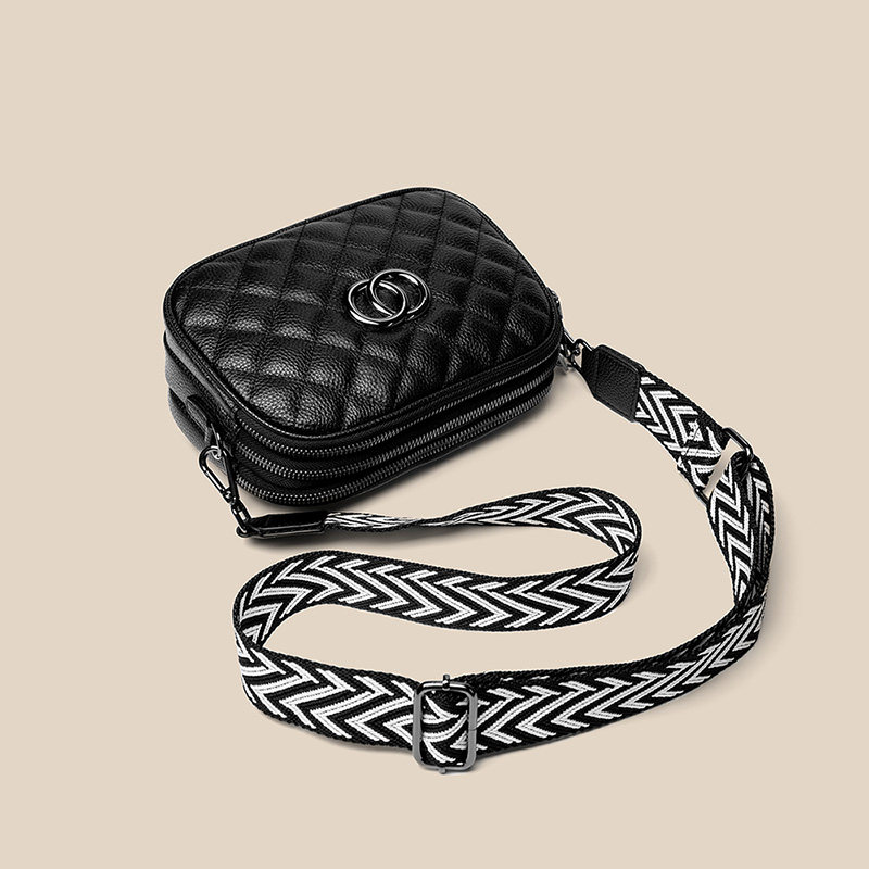 真皮包包女2025新款时尚宽带菱格小方包百搭大容量三层单肩斜挎包,淘宝优惠券,粉丝福利购,淘宝优惠卷