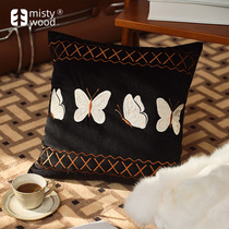 The Fog Senssen Ancient Wind Butterfly New Chinese Style Hug Pillow Sofa Living Room Leaning Against Pillow Cover Light Lavish Embroidered Waist Pillow Cushion