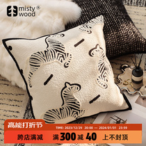 Fog Senmarengo Embroidered with pillow sofa Living room Advanced senses Black and white cushions Modern light lavish rests against pillows