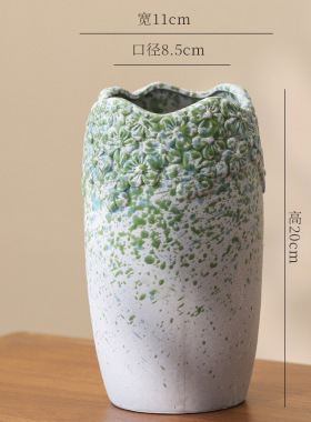 大口径花器素烧陶瓷水培花瓶摆件陶罐复古民宿新中式简约家居摆件