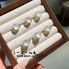 Natural agate chalcedony ice green inlaid ring egg surface high ice violet white ice jade interface women's ring