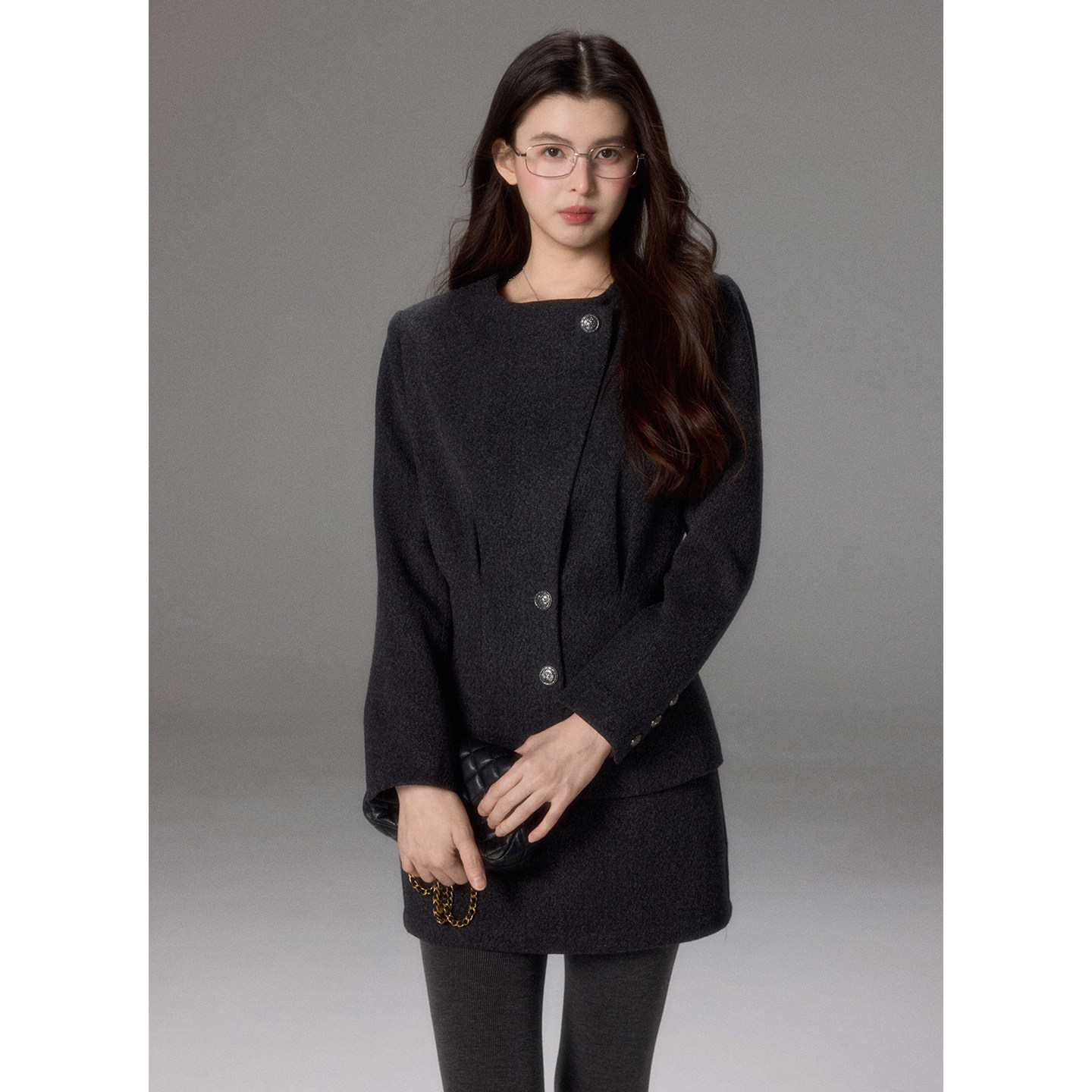 贰羊设计【拾雾】小香风撞色短款假两件毛呢外套女冬半身短裙套装,淘宝优惠券,粉丝福利购,淘宝优惠卷