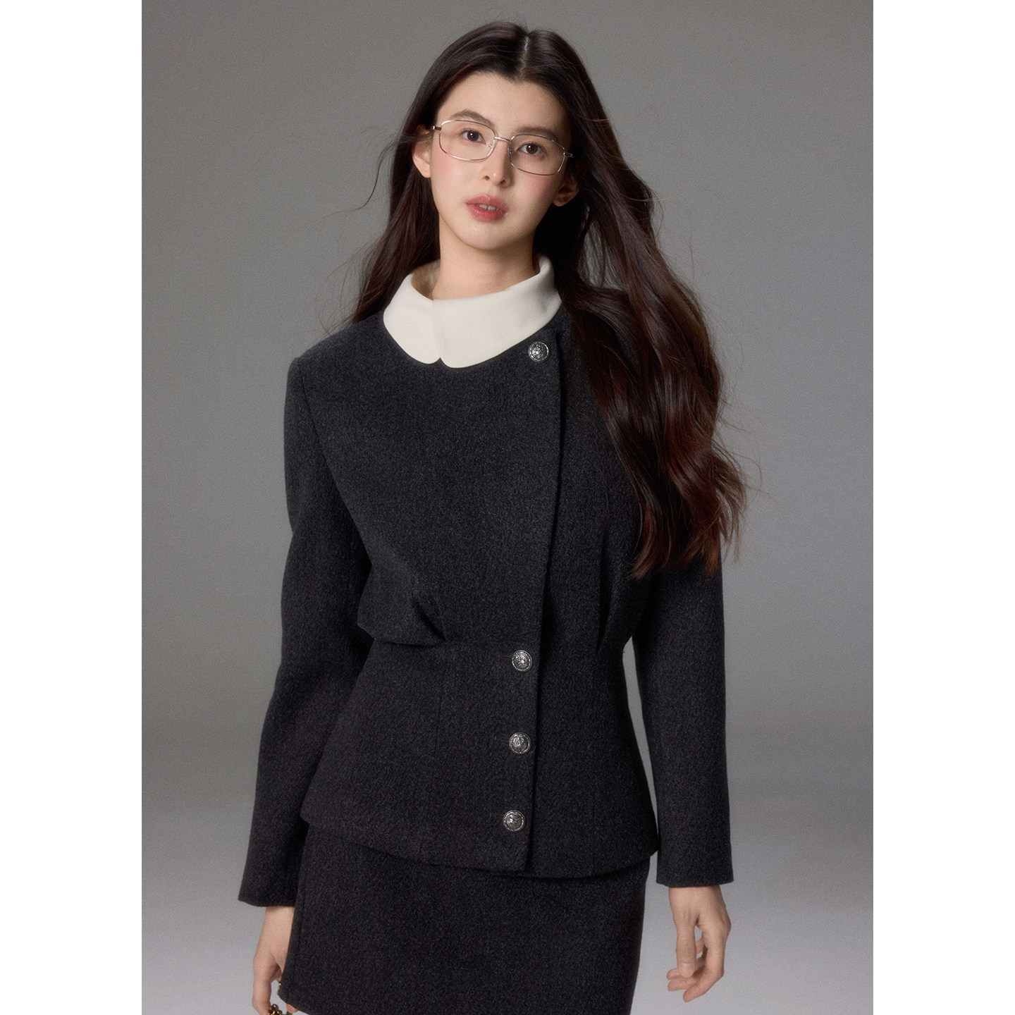 贰羊设计【拾雾】小香风撞色短款假两件毛呢外套女冬半身短裙套装,淘宝优惠券,粉丝福利购,淘宝优惠卷