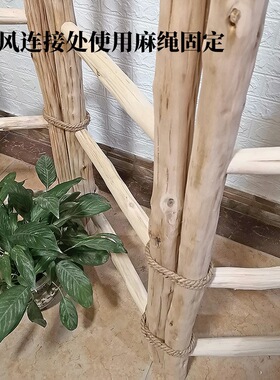 实木屏风民宿客厅隔断折叠原木干树枝衣帽架茶室幼儿园装饰置物架