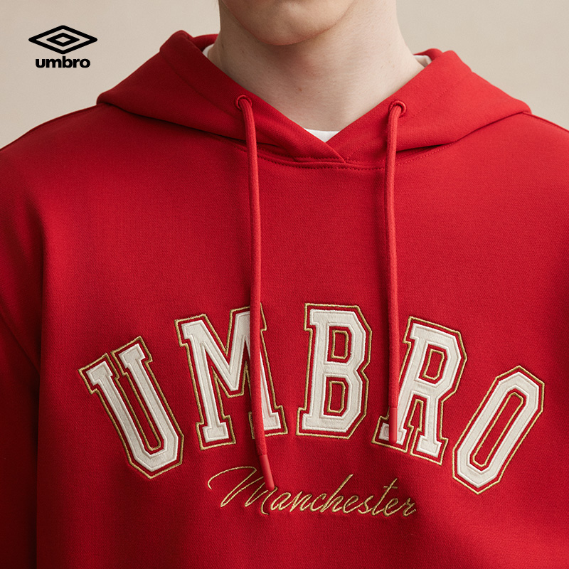umbro茵宝官方经典连帽红色卫衣国风LOGO复古套头衫长袖上衣男 - 图3