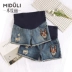 Mi Duoli phụ nữ mang thai quần short mùa hè thời trang quần legging mùa hè mỏng mặc quần short denim thủy triều mẹ mùa hè - Phụ nữ mang thai quần / quần bụng