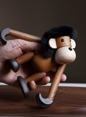 突然的猩猩柚木创意木质动物摆件