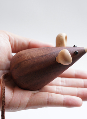 木质老鼠桌面创意摆件