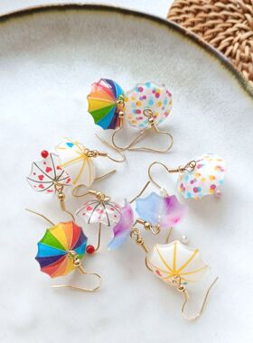 s925银可爱ins彩虹软妹立体耳钉