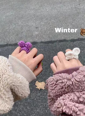 可爱毛线兔子小熊戒指指套