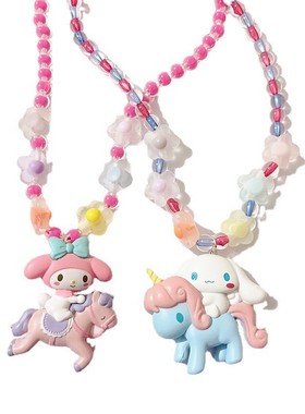可爱卡通美乐蒂玉桂狗串珠项链女2025新款爆款多巴胺锁骨链可定制