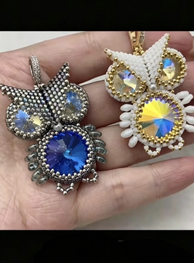 新款气质百搭猫头鹰项链高档女个性水晶毛衣链长款衣服配饰品吊坠