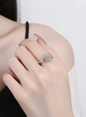 跨境速卖通小雏菊荷花旋转戒指女个性可转动解压创意镶钻开口指