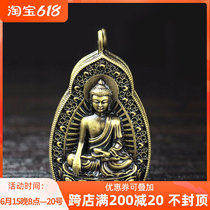 Home Supplies Sakyamuni Buddha Gou Box Pendant Pendant Pure Bronze Necklace can be loaded with small Buddhist niche Bronze color