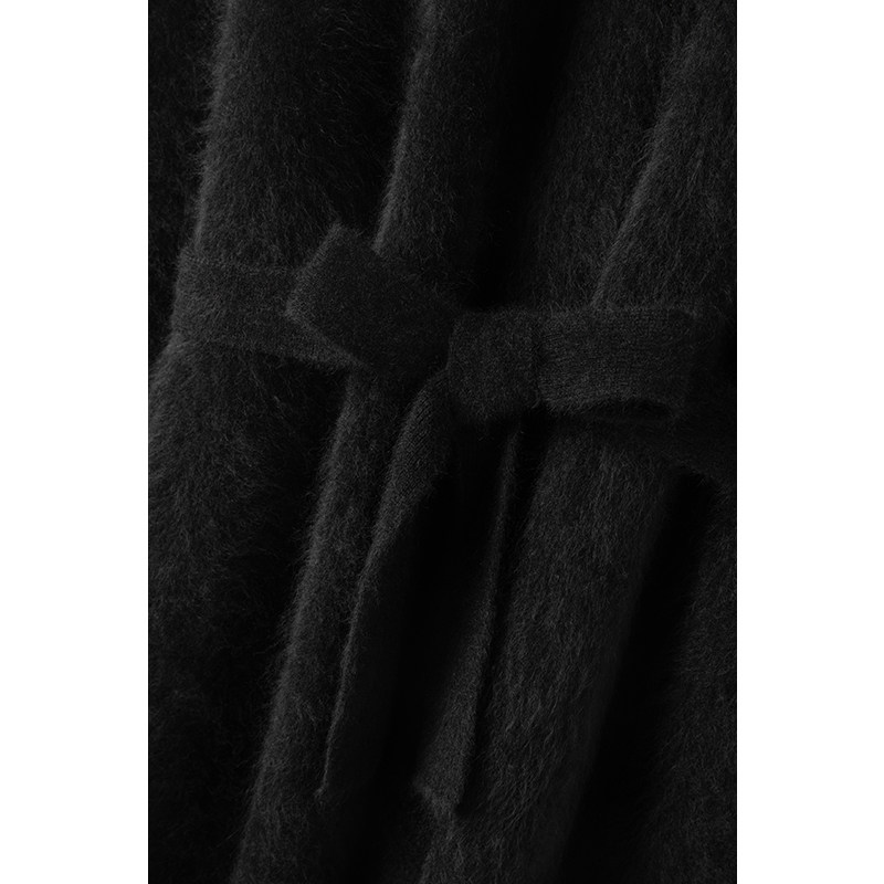 自带气质款！百分百纯山羊绒拉绒工艺黑色中长款开衫外套,淘宝优惠券,粉丝福利购,淘宝优惠卷