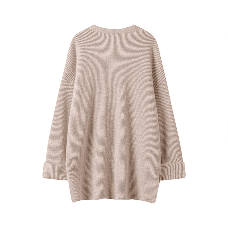 简约好穿给满分！莫兰迪粉下摆开叉V领羊绒衫宽松袖口纯山羊绒,淘宝优惠券,粉丝福利购,淘宝优惠卷