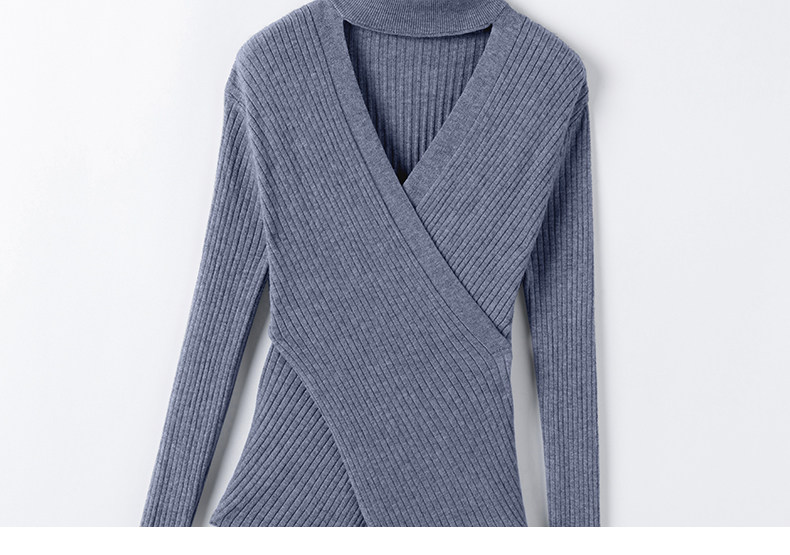 高品质法宝~不规则交叉V领挂脖羊绒针织衫女修身纯羊绒打底衫,淘宝优惠券,粉丝福利购,淘宝优惠卷