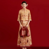 Золотой дракон и Феникс Гоу Свадебные рабочие тяжелые рабочие xiu He Server 2023 Новое зимнее свадебное свадебное свадебное платье Grand Five Gow Gow